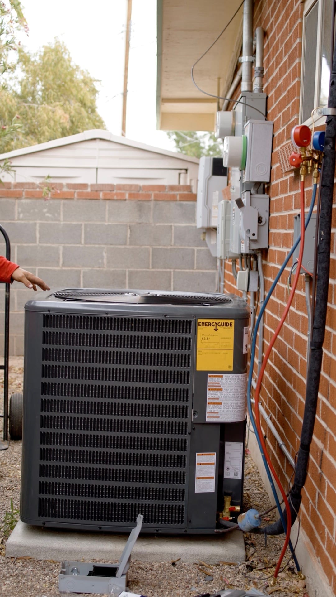 A new high efficiency AC condenser installed at a Tucson home
